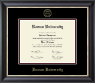 Rowan University Gold Embossed Diploma Frame in Noir