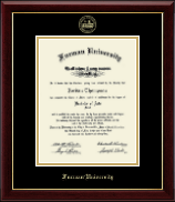 Furman University Gold Embossed Diploma Frame in Gallery