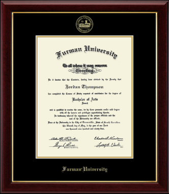 Furman University diploma frame - Gold Embossed Diploma Frame in Gallery