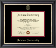 Indiana University Bloomington Gold Embossed Diploma Frame in Noir