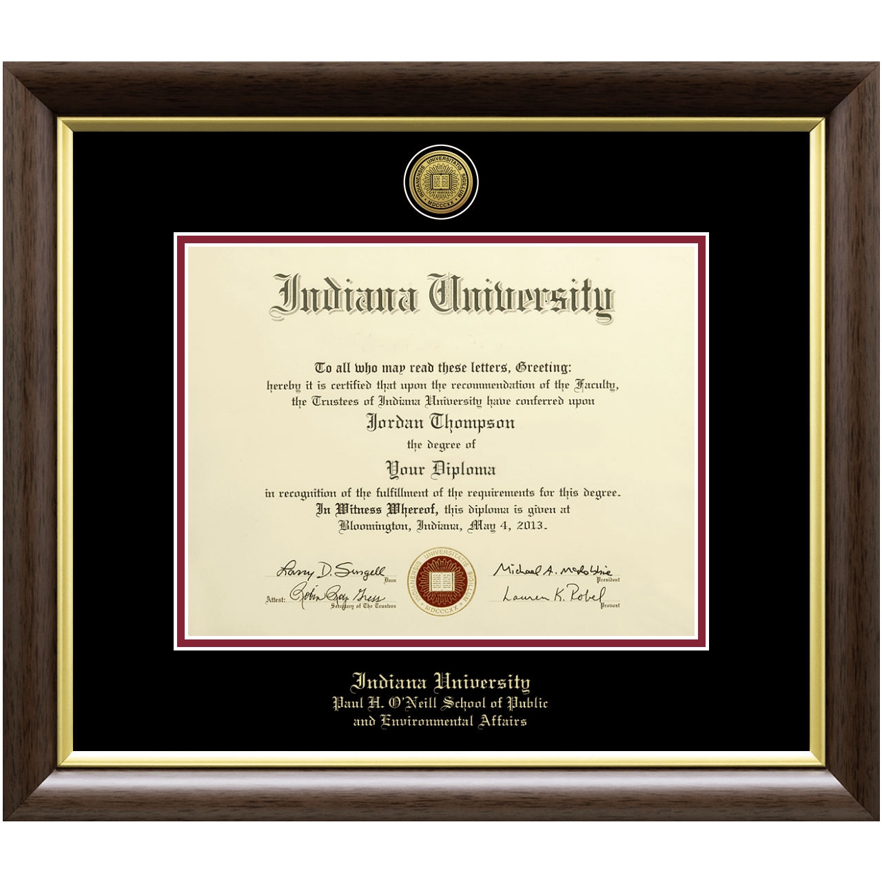 Gold Engraved Medallion Diploma Frame in Hampshire Indiana University