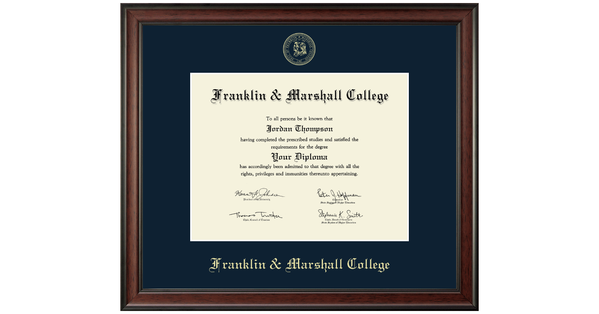 Gold Embossed Diploma Frame in Studio Franklin & Marshall College