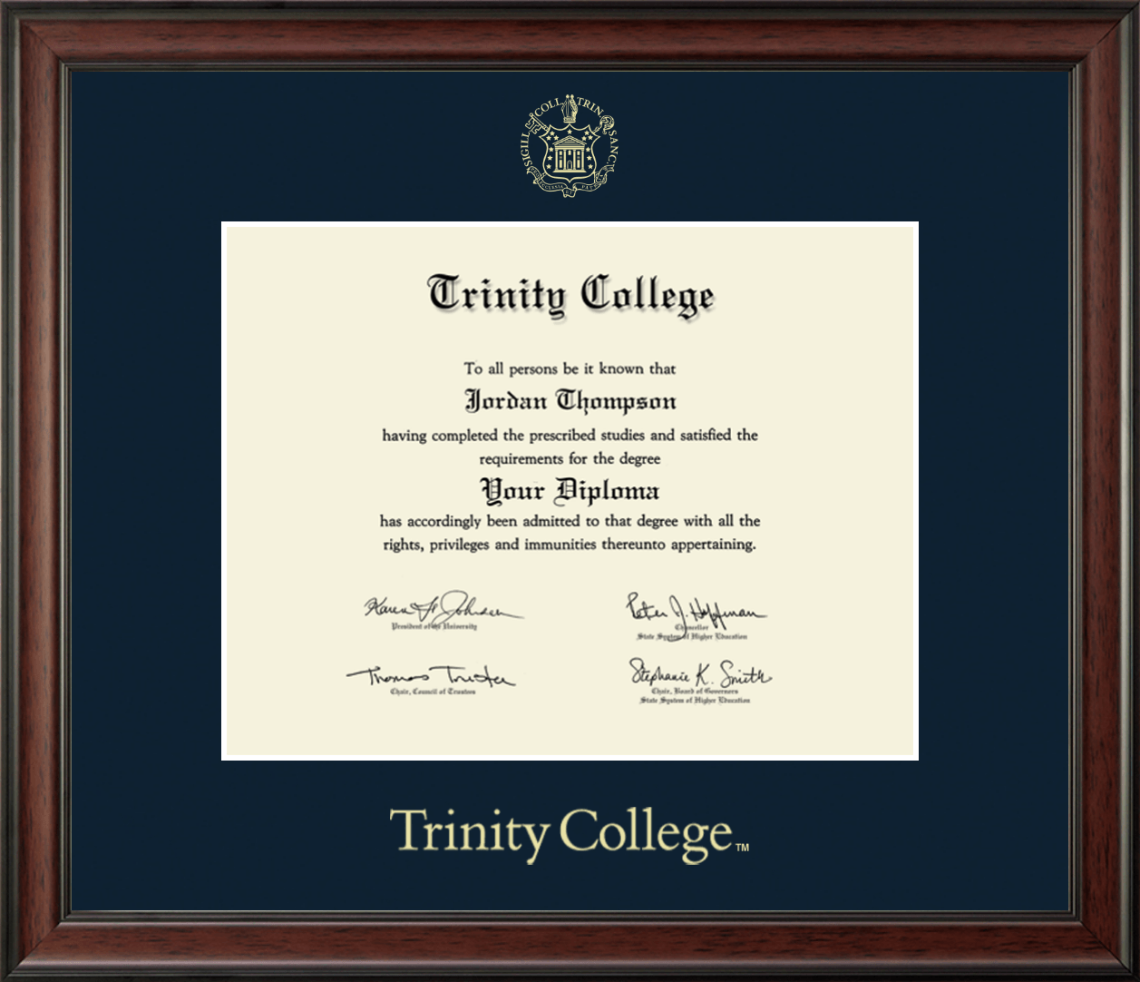 Trinity College Gold Embossed Diploma Frame in Studio Item 231976