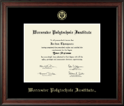 Worcester Polytechnic Institute Gold Embossed Diploma Frame in Studio