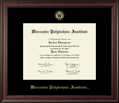 Worcester Polytechnic Institute diploma frame - Gold Embossed Diploma Frame in Studio