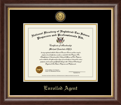 PTIN Directory Inc. certificate frame - Enrolled Agent Gold Engraved Medallion Certificate Frame in Hampshire
