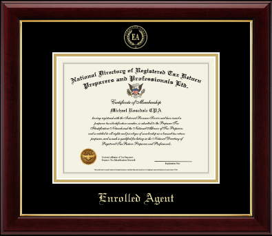 PTIN Directory Inc. certificate frame - Enrolled Agent Gold Embossed Certificate Frame in Gallery