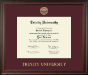 Trinity University Gold Embossed Diploma Frame in Studio