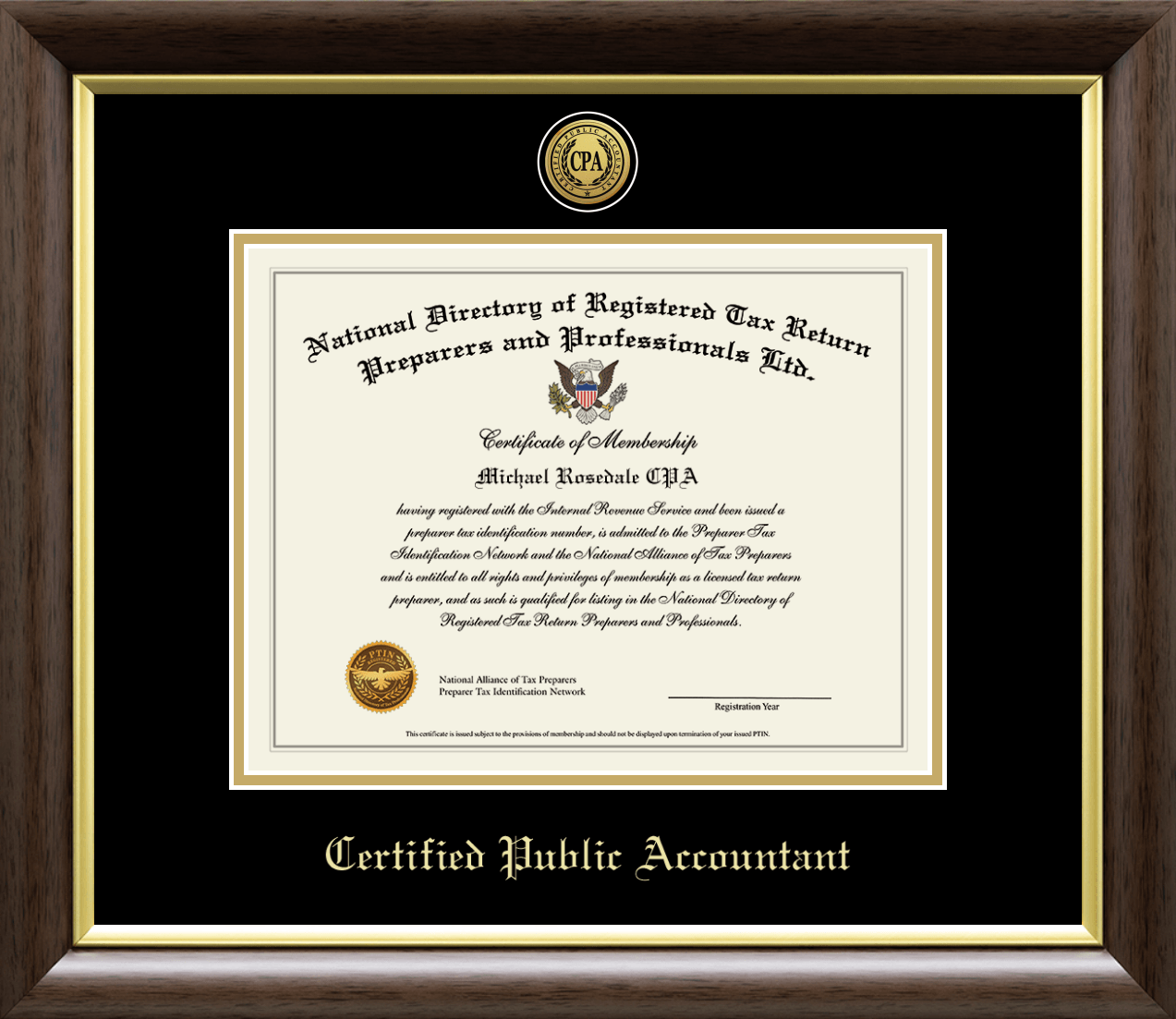 PTIN Directory Inc. Certified Public Accountant Gold Engraved Medallion