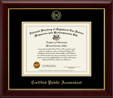 PTIN Directory Inc. certificate frame - Certified Public Accountant Gold Embossed Certificate Frame in Gallery