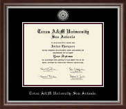 Texas A&M University at San Antonio Silver Engraved Medallion Diploma Frame in Devonshire
