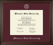 Missouri State University Silver Embossed Diploma Frame in Studio