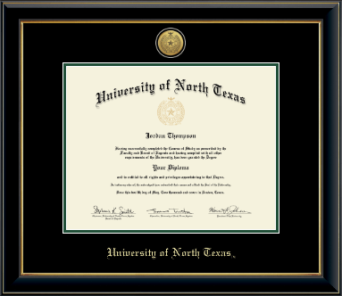 University of North Texas diploma frame - Gold Engraved Medallion Diploma Frame in Onyx Gold