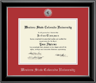 Western State Colorado University Silver Engraved Medallion Diploma Frame in Onyx Silver