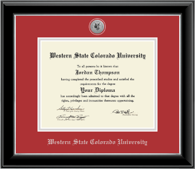 Western State Colorado University diploma frame - Silver Engraved Medallion Diploma Frame in Onyx Silver