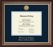 Simmons College Gold Engraved Medallion Diploma Frame in Hampshire