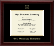 Ohio Dominican University diploma frame - Gold Embossed Diploma Frame in Gallery