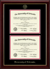 University of Nebraska Double Document Diploma Frame in Gallery
