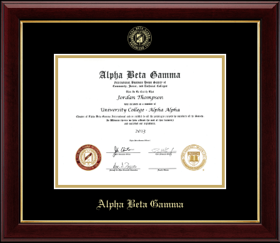 Alpha Beta Gamma Honor Society certificate frame - Gold Embossed Certificate Frame in Gallery