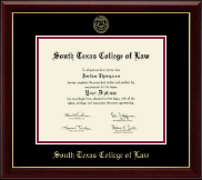 South Texas College of Law Gold Embossed Diploma Frame in Gallery