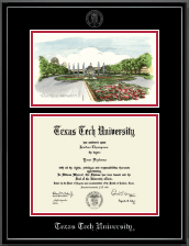 Texas Tech University diploma frame - Campus Scene Edition Diploma Frame in Onexa Silver