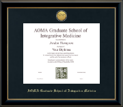 AOMA Grad School of Integrative Medicine Gold Engraved Medallion Diploma Frame in Onyx Gold