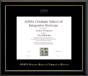 AOMA Grad School of Integrative Medicine diploma frame - Gold Embossed Diploma Frame in Onyx Gold