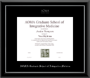 AOMA Grad School of Integrative Medicine Silver Embossed Diploma Frame in Onyx Silver