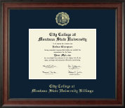 Montana State University Billings Gold Embossed Diploma Frame in Studio