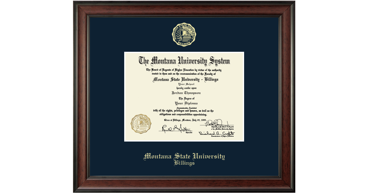 Gold Embossed Diploma Frame in Studio Montana State University Billings