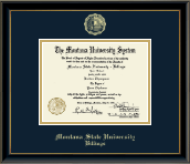 Montana State University Billings Gold Embossed Diploma Frame in Onexa Gold