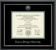 Eastern Michigan University Silver Embossed Diploma Frame in Onyx Silver