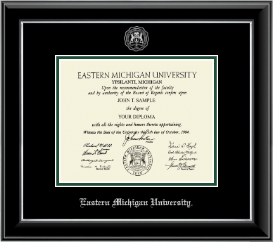 Eastern Michigan University diploma frame - Silver Embossed Diploma Frame in Onyx Silver