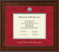 City College of San Francisco Presidential Silver Engraved Diploma Frame in Madison