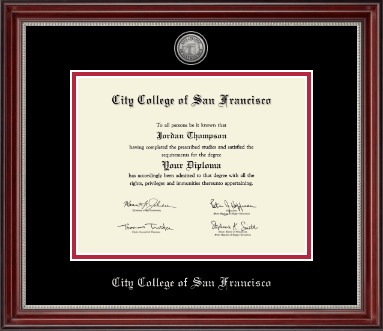 City College of San Francisco diploma frame - Silver Engraved Medallion Diploma Frame in Kensington Silver