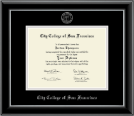 City College of San Francisco Silver Embossed Diploma Frame in Onyx Silver