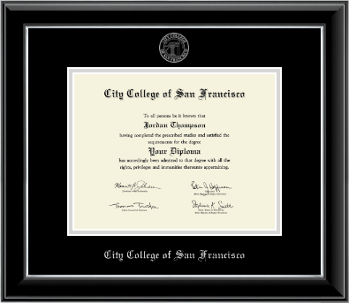 City College of San Francisco diploma frame - Silver Embossed Diploma Frame in Onyx Silver