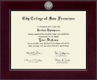 City College of San Francisco Century Silver Engraved Diploma Frame in Cordova