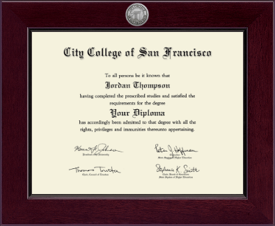 City College of San Francisco diploma frame - Century Silver Engraved Diploma Frame in Cordova