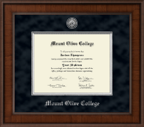 Mount Olive College Presidential Silver Engraved Diploma Frame in Madison