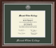 Mount Olive College diploma frame - Silver Engraved Medallion Diploma Frame in Devonshire
