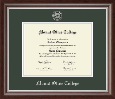 Mount Olive College diploma frame - Silver Engraved Medallion Diploma Frame in Devonshire