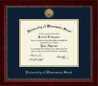 University of Wisconsin-Stout Gold Engraved Medallion Diploma Frame in Sutton