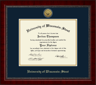 University of Wisconsin-Stout diploma frame - Gold Engraved Medallion Diploma Frame in Sutton