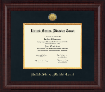 United States District Court Presidential Gold Engraved Certificate Frame in Premier