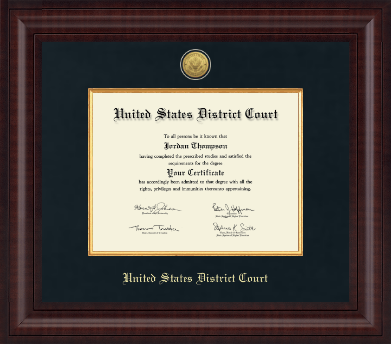 United States District Court certificate frame - Presidential Gold Engraved Certificate Frame in Premier