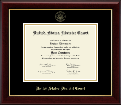 United States District Court certificate frame - Gold Embossed Certificate Frame in Gallery