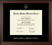 United States District Court Gold Embossed Certificate Frame in Studio
