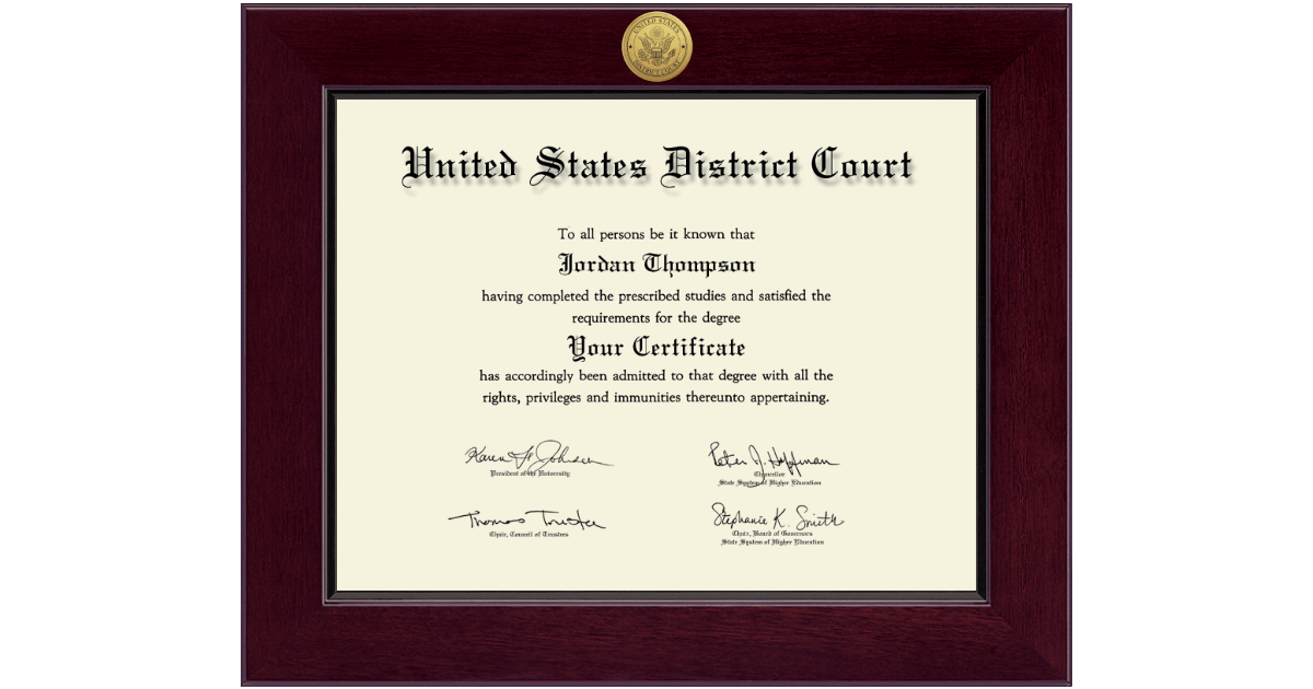 Century Gold Engraved Certificate Frame in Cordova United States