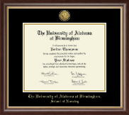 The University of Alabama at Birmingham Doctor of Nursing Practitioner- Gold Engraved Medallion Diploma Frame in Hampshire